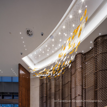 Lustre de hotel de vidro longo branco com novo design personalizado